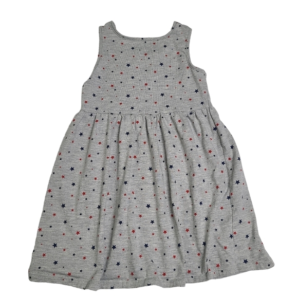 Wonderkids Girls Sleeveless Tank Casual Grey Dress Blue Red Stars Size 4T - Picture 2 of 6